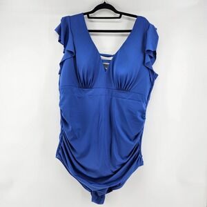 Swim By Cacique Royal Blue Swimsuit One Piece Size 24 Vacation Resort Pool Beach